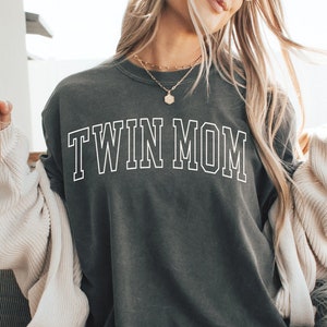 Comfort Colors® Twin Mom Shirt, Twin Mom Crewneck Tshirt, Mother's Day Gift For Twin Mom Tee, Gift For New Twin Mama Gifts, Trendy Mom Shirt