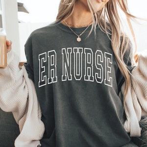 Comfort Colors® ER Nurse Shirt, Retro Emergency Nurse Shirt, Emergency Department Shirt, ER Nurse Crewneck Tshirt, Gift For ER Nurse T-Shirt