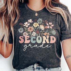 Wildflowers Second Grade Teacher Shirt, 2nd Grade Teacher T-Shirt, Second Grade TShirt, Elementary School Tee, Teacher Team, 2nd Grade Shirt