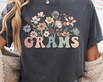 Comfort Colors® Grams T-Shirt, Gift For Grandma Mother's Day Shirt, Gift for Grams Shirt, Retro Grams Tshirt, Wildflower Grams Tee