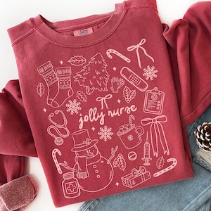 Comfort Colors® Jolly Nurse Sweatshirt, Christmas Nurse Sweatshirt, Nurse Holiday Sweater
