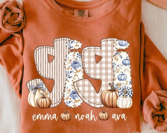 Comfort Colors® Personalized Gigi Sweatshirt With Kids Names, Gigi's Pumpkins, Gigi Fall Sweater, Gift for Gigi Halloween Shirt Thanksgiving