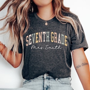 Personalized Seventh Grade Teacher T-Shirt, Seventh Grade Dream Team, 7th Grade Teacher Shirt, Middle School, Seventh Grade Crew, Squad