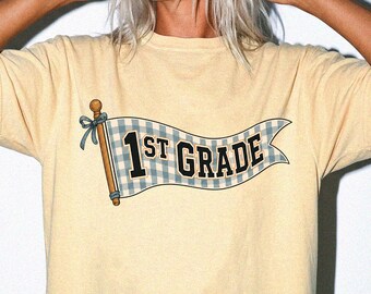 Preppy First Grade Teacher Shirt, Comfort Colors® Teacher Team Shirts, 1st Grade Shirt, Back to School Tee, Grade Level Shirts
