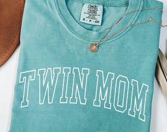 Comfort Colors® Twin Mom Shirt, Twin Mom Crewneck Tshirt, Mother's Day Gift For Twin Mom Tee, Gift For New Twin Mama Gifts, Trendy Mom Shirt