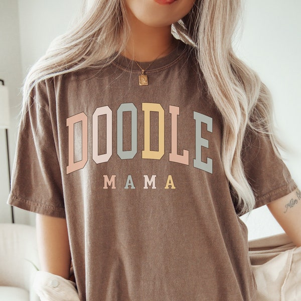 Comfort Colors® Retro Doodle Mama Shirt, Gift For Doodle Mom T-Shirt, Trendy Dog Mom Shirt, Goldendoodle Mom, Mothers Day Gift For Dog Mom