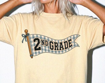 Preppy Second Grade Teacher Shirt, Comfort Colors® Teacher Team Shirts, 2nd Grade Shirt, Back to School Tee, Grade Level Shirts
