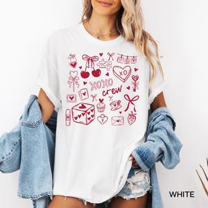 XOXO Crew Shirt, Valentine's Day Shirt Women, Galentine's Day Matching Tees White