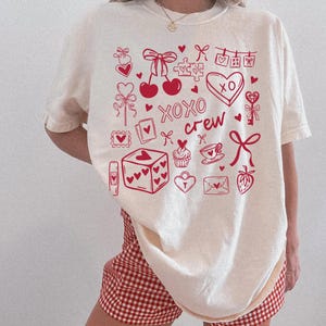 XOXO Crew Shirt, Valentine's Day Shirt Women, Galentine's Day Matching Tees Ivory