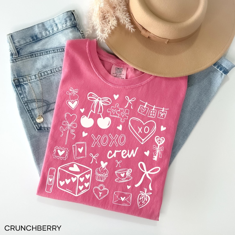 XOXO Crew Shirt, Valentine's Day Shirt Women, Galentine's Day Matching Tees Crunchberry