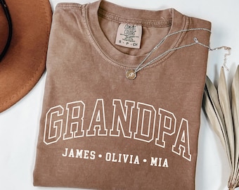 Comfort Colors® Personalized Grandpa Shirt With Grandkids Names, Father's Day Shirt, Custom Gift For Grandpa T-Shirt, Granddad Shirt, Gramps
