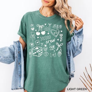 XOXO Crew Shirt, Valentine's Day Shirt Women, Galentine's Day Matching Tees Light Green