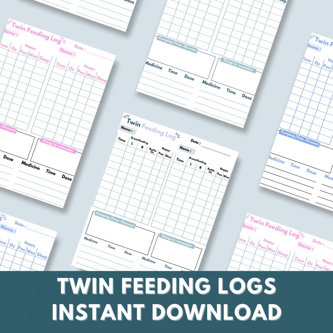 Twin Feeding Log Baby Daily Log Tracker Newborn Twin Tracker Expecting Twins Planner Baby ...