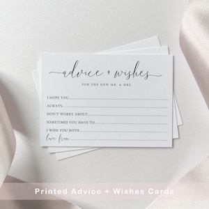 Kleine advies- en wensenkaarten, advies voor pasgetrouwden, gedrukte advieskaarten, advies en wensen voor de nieuwe heer en mevrouw, voorbeeldkaart