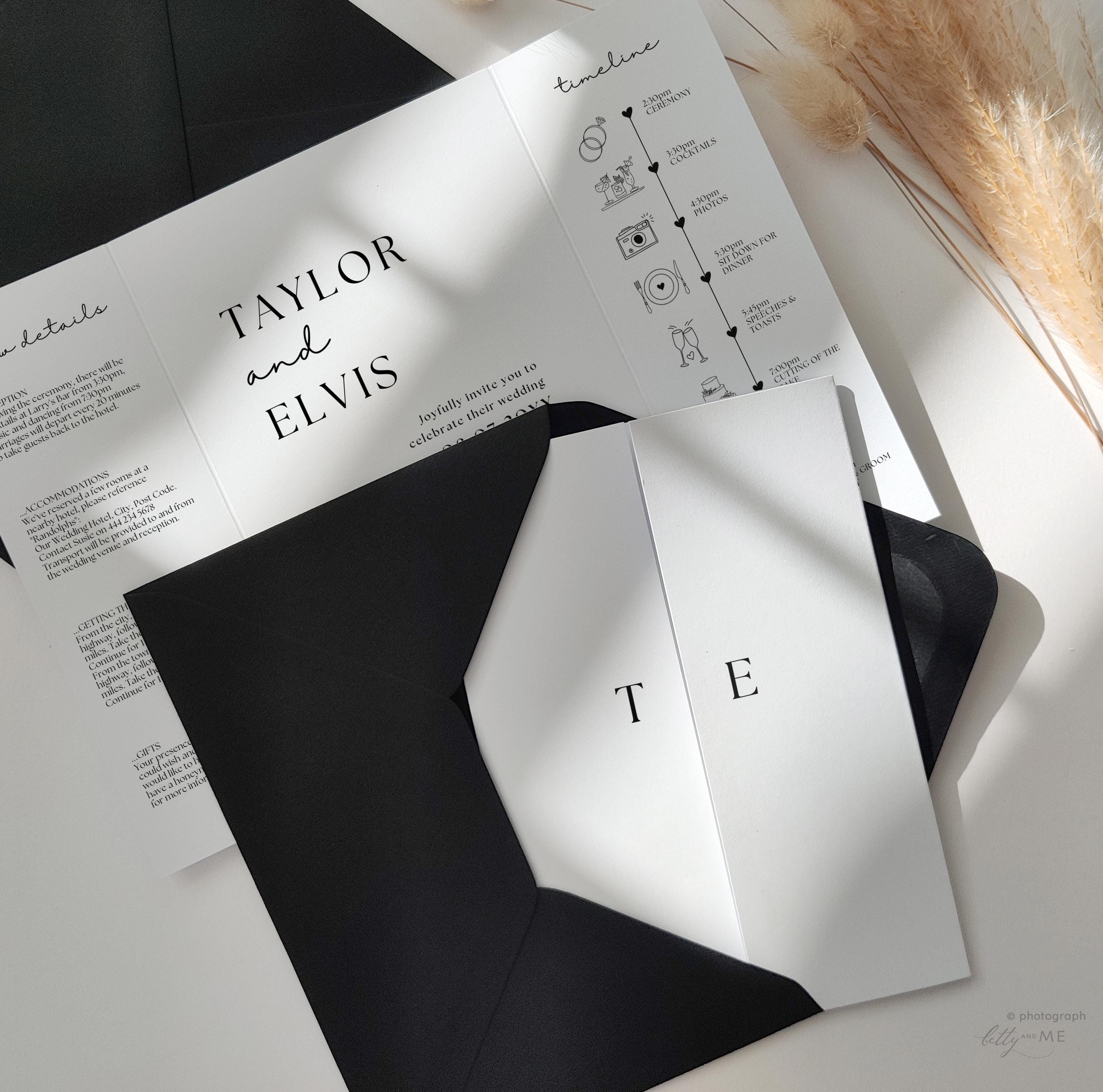 Black and White Modern Minimalist Wedding Theme, Gatefold Invitations With Black  Envelopes, Sample Gatefold Invitation, Style 111 - Etsy, image size:3000x2970