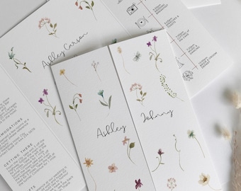 Pretty Wildflower Wedding Invitations, Gatefold Wedding Invitations with Envelopes, Style 94