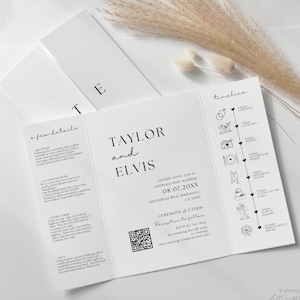 Minimalist Wedding Invitation, Fine-Lined Textured Gatefold Invitation with a modern minimalist design, Sample Invitation, Style 111