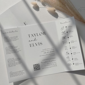 Gatefold Invitations, Printed Wedding Invitations, Minimalist Gatefold Invitation, Sample Invitation, Style 111