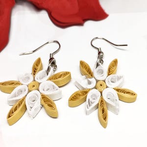 Gold Star Quilled Paper Dangle Earrings: 21st Birthday Gift