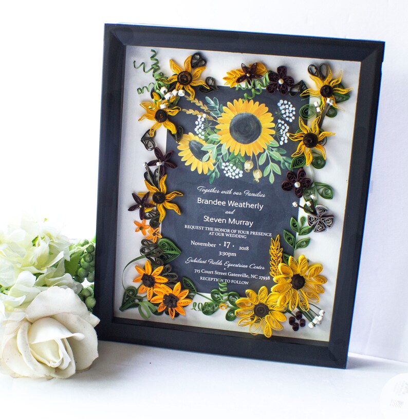 Sunflower Themed Wedding Invitation Keepsake Gift for