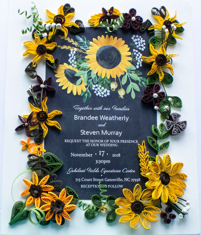 Sunflower Themed Wedding Invitation Keepsake Gift for