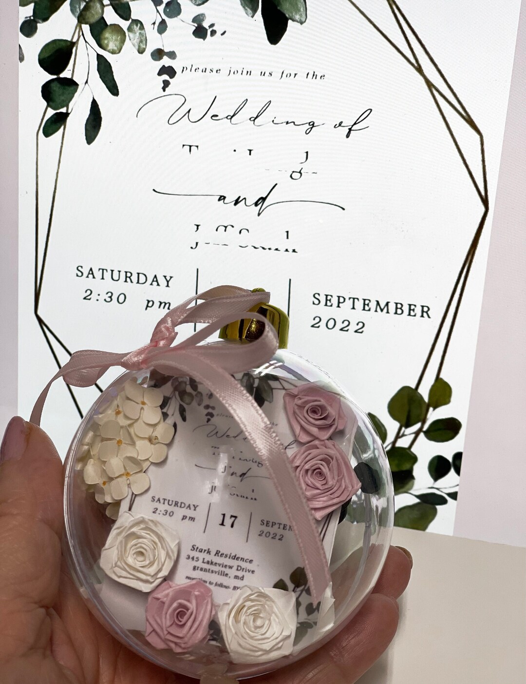 Wedding Invitation Keepsake, Wedding Invitation Ornament, Quilling