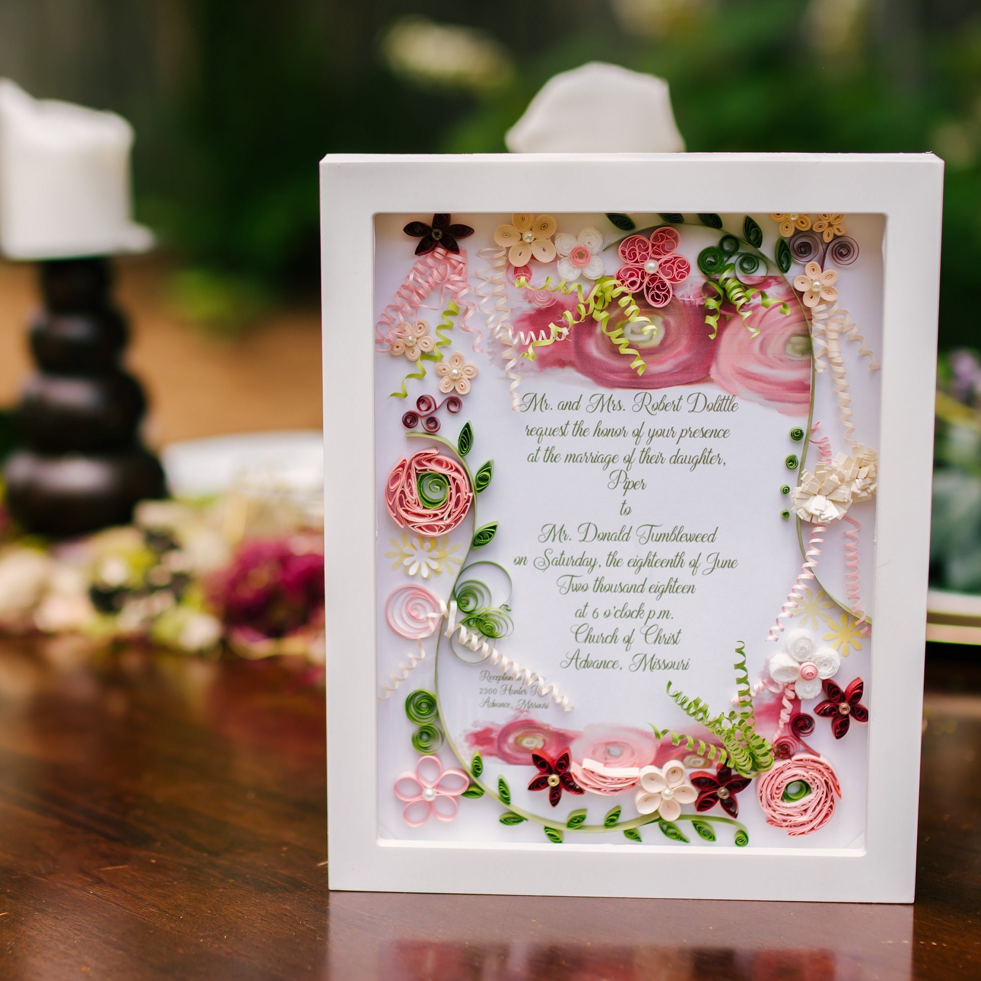 Wedding Invitation Keepsake Personalized Gift Paper Art Etsy