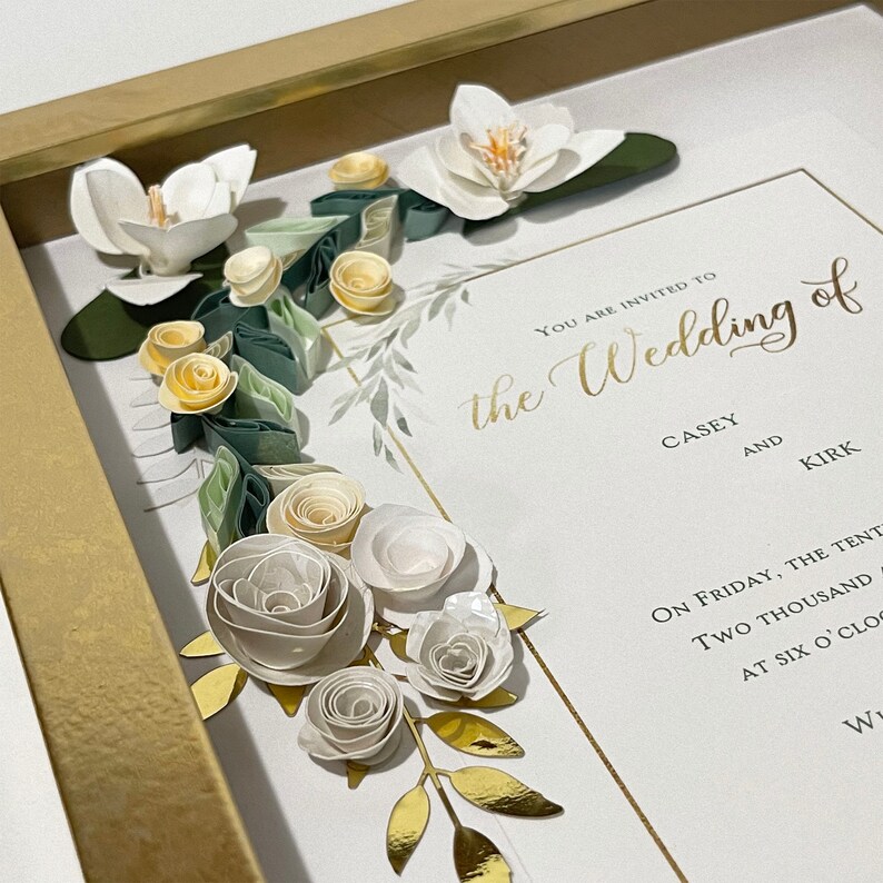 Wedding Shadow Box Wedding Invitation Keepsake Quilling Art Etsy