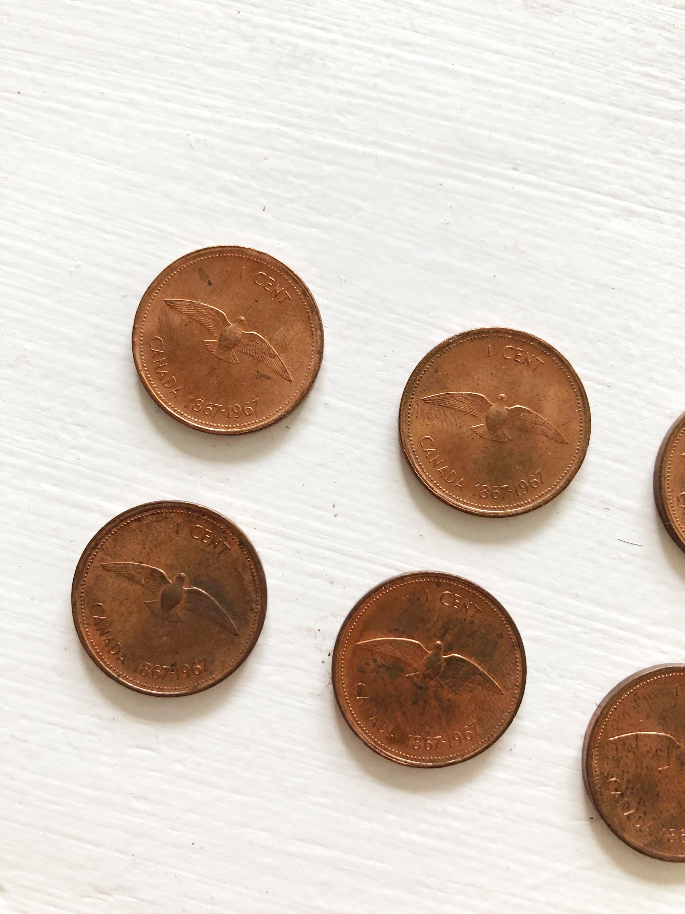 超レア　イギリスヴィンテージチケットロール１本　くすみブラウン　ベージュ 1867-1967 Canadian Centennial Uncirculated Penny - Etsy