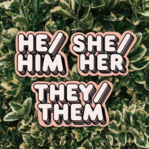 Pronoun Sticker Non Binary Sticker Custom Pronouns She Her - Etsy