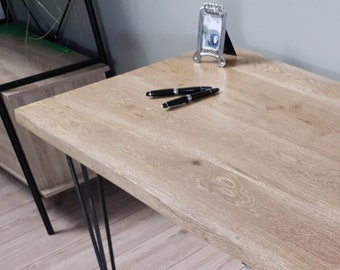 Solid Oak Wood Office Desk with Hairpin Legs, Reclaimed Wood, Written Desk, Handmade Industrial Office Desk, Computer Desk, Holzschreibtisch