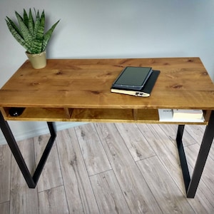 Desk with Drawer - Reclaimed wood Rustic Industrial Office Old wooden desk