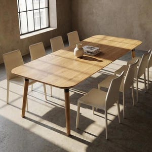 LUMO Matbord i massiv ek - Handgjort modernt stil - Skandinaviskt japanskt ekbord - Fri frakt till EU - 160cm, 180cm, 200cm