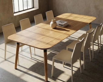 LUMO Solid Oak Dining Table - Handmade Modern Style - Scandi Japandi Oak Table - Free EU Shipping - 160cm, 180cm, 200cm