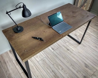 Industrial Office Desk with Reclaimed Wood and Metal Legs | Reclaimed Wood Desk | Solid Wood Home Office Computer Table