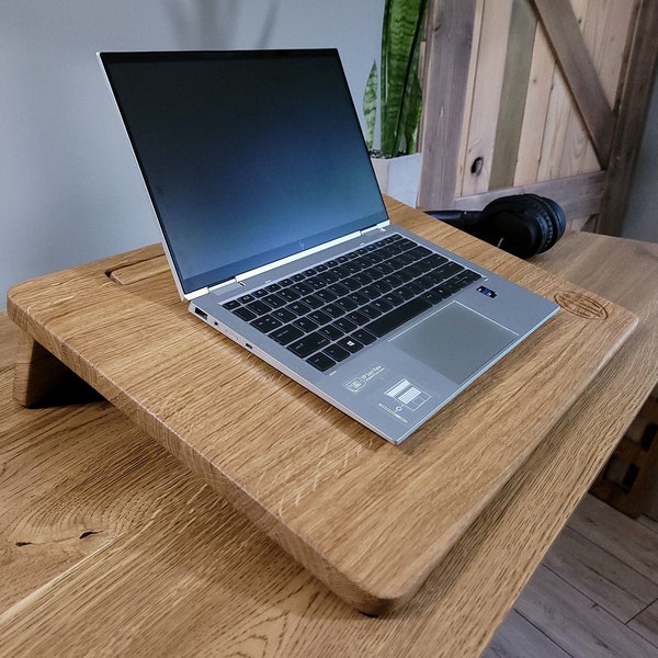 Oak Wood Laptop Stand - Exclusive Personalized Stand 20"x14" / 50cm x 35cm Elevate Your Office Workspace - Personalized Gift