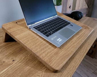 Support pour ordinateur portable en bois de chêne - Support personnalisé exclusif 20"x14 » / 50cm x 35cm Élevez votre espace de travail de bureau - Cadeau personnalisé
