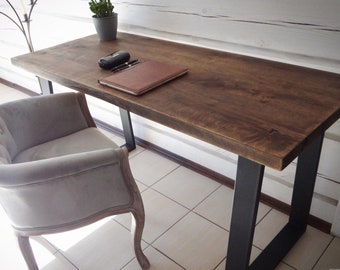 Bureau en bois récupéré | 4 cm d’épaisseur ! Table à manger avec pieds en métal, bureau en bois massif, bureau de meubles récupérés, bureau industriel