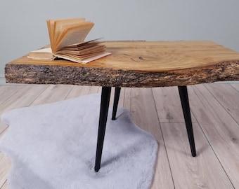 Coffee Table with Living Edge Detailing, Rustic Wooden Decor Table