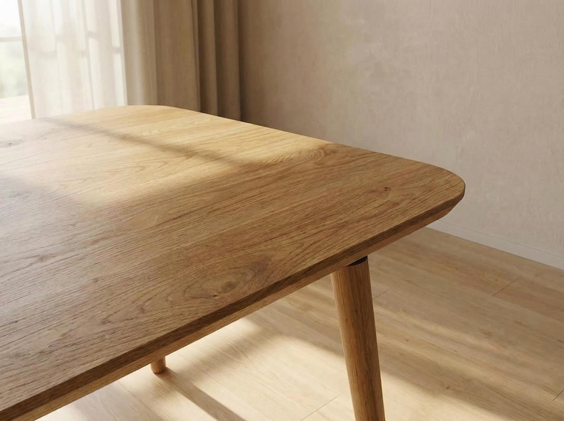 LUMO massief eikenhouten eettafel - Handgemaakt in moderne stijl - Scandinavisch-Japanse eikenhouten tafel - Gratis verzending binnen de EU - 160 cm, 180 cm, 200 cm afbeelding 14
