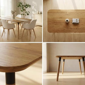 LUMO massief eikenhouten eettafel - Handgemaakt in moderne stijl - Scandinavisch-Japanse eikenhouten tafel - Gratis verzending binnen de EU - 160 cm, 180 cm, 200 cm afbeelding 17