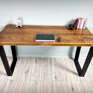 Reclaimed Wood Desk 4 cm thick Dining Table With Metal Legs, Solid Wood Desk, Reclaimed Furniture Desk, Industrial Desk image 2