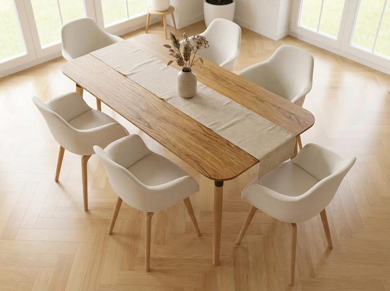 LUMO massief eikenhouten eettafel - Handgemaakt in moderne stijl - Scandinavisch-Japanse eikenhouten tafel - Gratis verzending binnen de EU - 160 cm, 180 cm, 200 cm afbeelding 5