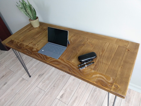Tavolo da scrivania in legno naturale Tavolo da scrittura rustico, consolle  fatta a mano in legno massello industriale di recupero -  Italia