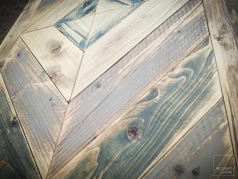 Table Desk >> Chevron Pattern << Reclaimed Wood, Handmade Console, Hairpin Legs, Solid Wood - Finished through OSMO oil image 6