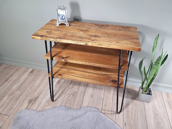 Reclaimed Wood Printer Stand Rustic Wooden Printer Table With Metal Hairpin Legs Printers Table With Shelves Modern Home Office Furniture Etsy