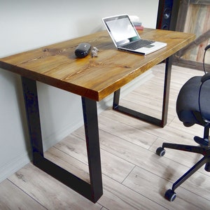 Wood Desk with Trapezoid Metal Legs, Reclaimed Wooden Desk, Reclaimed Furniture Desk, Industrial Desk, Old wood