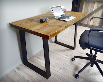 Wood Desk with Trapezoid Metal Legs, Reclaimed Wooden Desk, Reclaimed Furniture Desk, Industrial Desk, Old wood