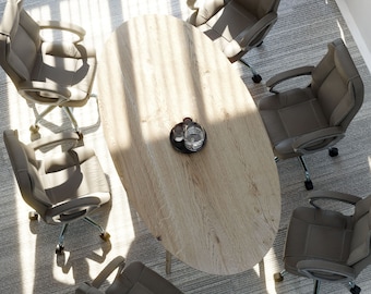 Oval Oak Wood Conference Office Table - Premium Quality & Timeless Design