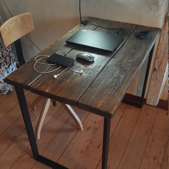Buy Reclaimed Wood Office Desk With Black Trapezium Legs, CUSTOMISABLE  Online in India 